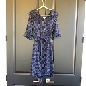3X Navy Blue polka dotted dress
